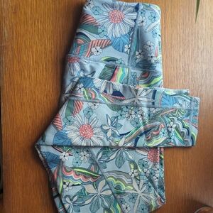 Victoria's Secret Floral Leggings with Blue and Green Accents